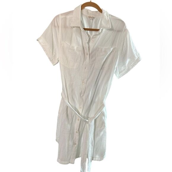 NWT Weatherproof Vintage Women’s White Short Sleeve Button Up Gauzy Dress Size M - Picture 9 of 10